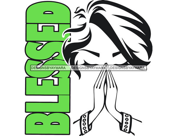 Blessed Woman Praying In BW  SVG JPG PNG Vector Clipart Cricut Silhouette Cut Cutting