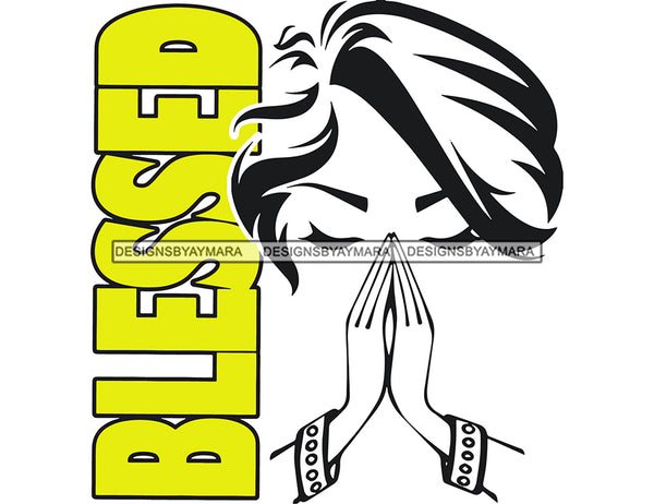 Blessed Woman Praying In BW  SVG JPG PNG Vector Clipart Cricut Silhouette Cut Cutting
