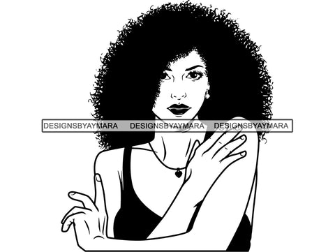 Afro Beautiful Black Woman SVG African American Ethnicity Afro Puffy Hairstyle Fabulous Queen Diva Classy Lady Princess