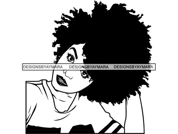 Beautiful Afro Woman SVG Make Up Artist Fabulous Queen Diva Classy Lady Princess Hairstyle Lips Eyelashes SVG PNG EPS JPG Vector Cricut Cutting Circuit Cut