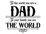 To the world you are a Dad, to your family, you are the World SVG Quote