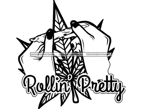 Rolling Pretty Weed Blunt Cannabis Medical Marijuana Pot Stone Drug B/W SVG PNG JPG Vector Clipart Circuit Cut Cutting