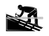 Roof Roofer Occupation Worker Construction Carpentry House Brick Thatcher Building Carpenter Fix .SVG .EPS .PNG Vector Clipart Cricut Circuit Cut Cutting